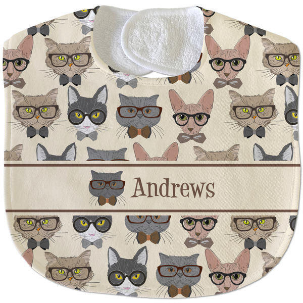 Hipster Cats New Baby Bib - Closed and Folded
