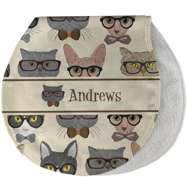 Custom Hipster Cats Burp Pad - Velour w/ Name or Text