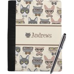 Hipster Cats Notebook Padfolio - Large w/ Name or Text