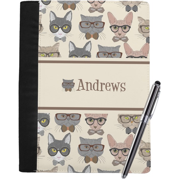 Custom Hipster Cats Notebook Padfolio - Large w/ Name or Text