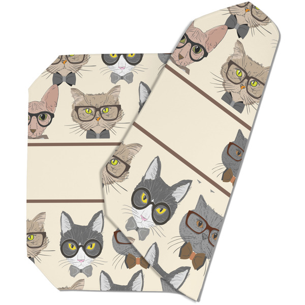 Custom Hipster Cats Dining Table Mat - Octagon (Double-Sided) w/ Name or Text