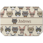 Hipster Cats Dining Table Mat - Octagon (Single-Sided) w/ Name or Text