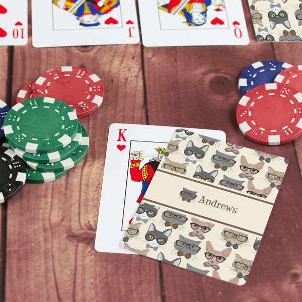 Hipster Cats On Table with Poker Chips