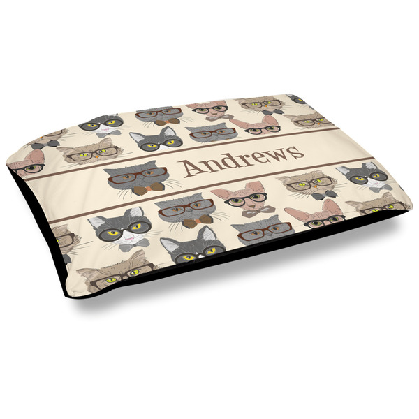 Custom Hipster Cats Outdoor Dog Bed - Large (Personalized)