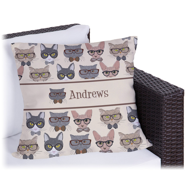 Custom Hipster Cats Outdoor Pillow (Personalized)