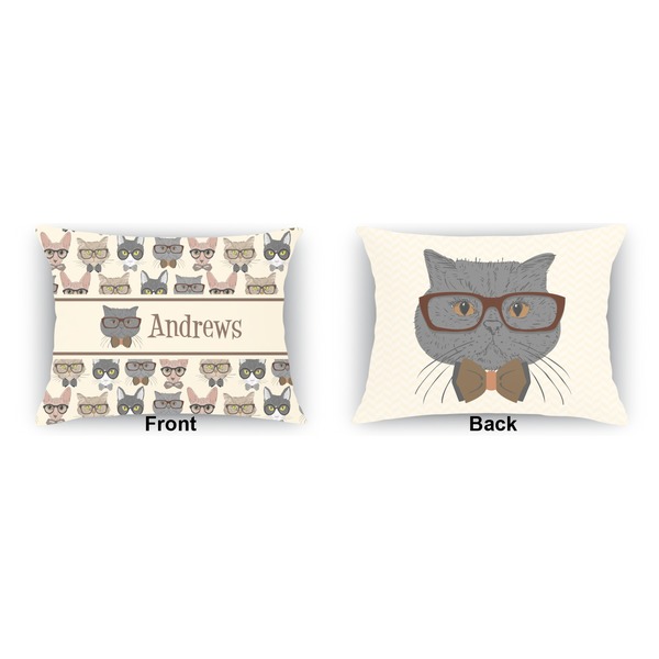 Hipster Cats  Outdoor Rectangular Throw Pillow (Front and Back)