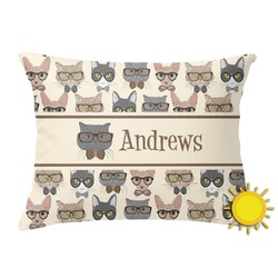 Hipster Cats Outdoor Throw Pillow (Rectangular) (Personalized)