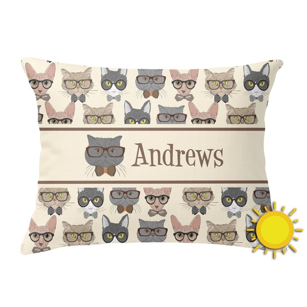 Custom Hipster Cats Outdoor Throw Pillow (Rectangular) (Personalized)