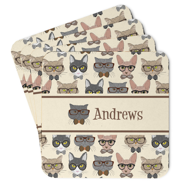Custom Hipster Cats Paper Coasters w/ Name or Text