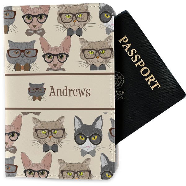 Custom Hipster Cats Passport Holder - Fabric (Personalized)