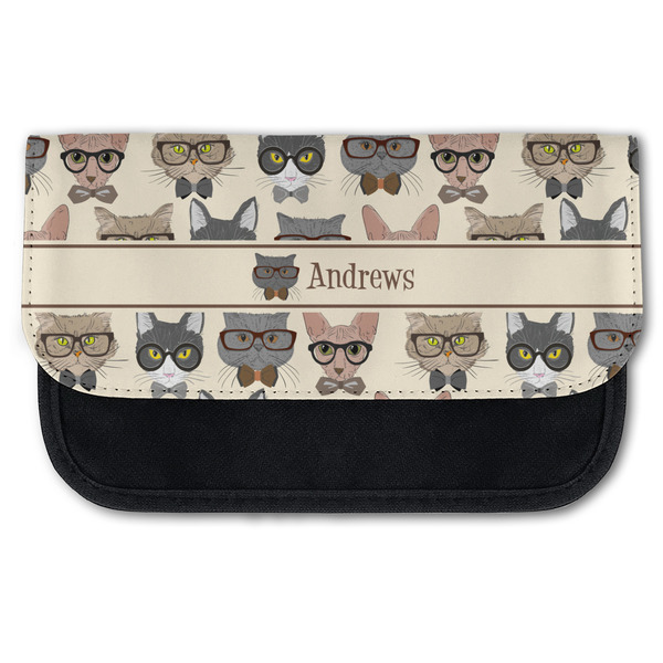 Custom Hipster Cats Canvas Pencil Case w/ Name or Text