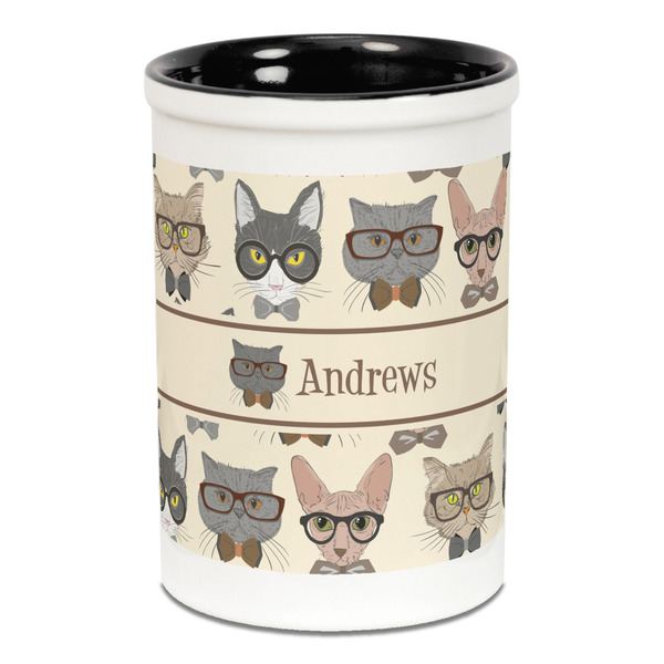 Hipster Cats Pencil Holder - Black