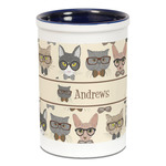 Hipster Cats Ceramic Pencil Holders - Blue