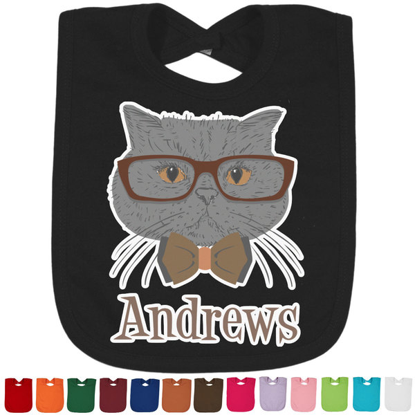 Custom Hipster Cats Cotton Baby Bib (Personalized)
