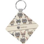 Hipster Cats Diamond Plastic Keychain w/ Name or Text