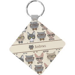 Hipster Cats Diamond Plastic Keychain w/ Name or Text