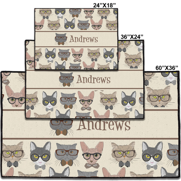 Hipster Cats Personalized Door Mat - Group Parent IMF