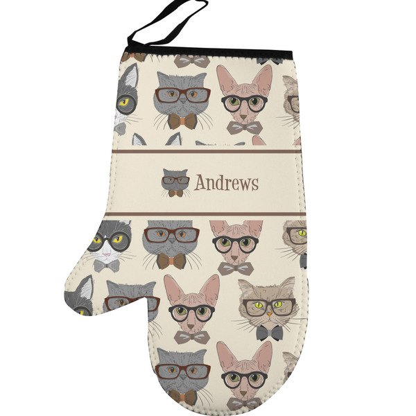 Hipster Cats Personalized Oven Mitt - Left