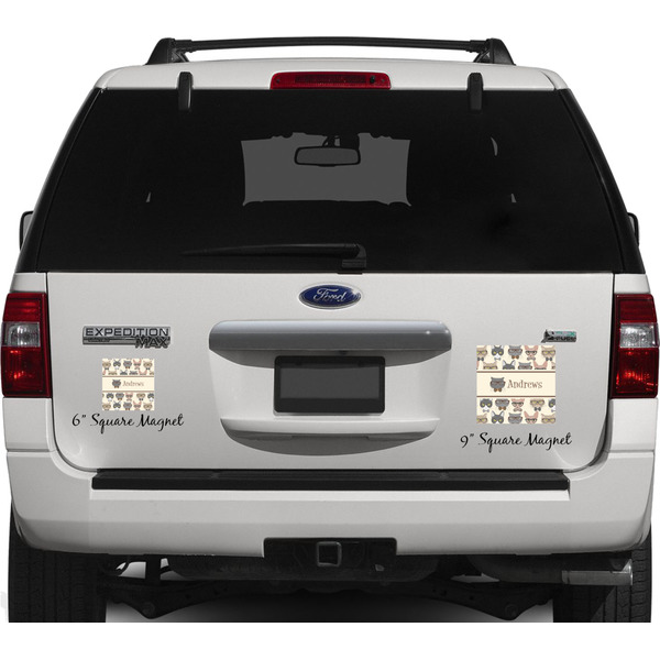 Hipster Cats Personalized Square Car Magnets on Ford Explorer