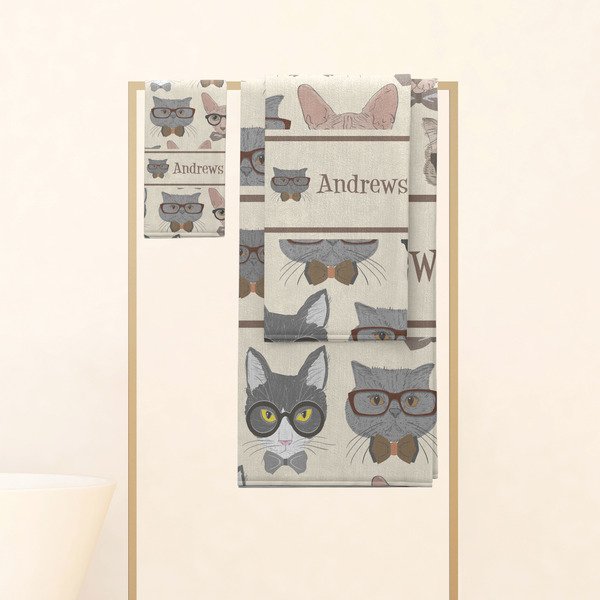 Hipster Cats Personalized Towel Set