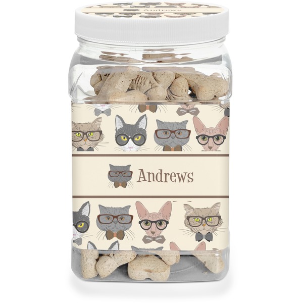 Custom Hipster Cats Dog Treat Jar (Personalized)