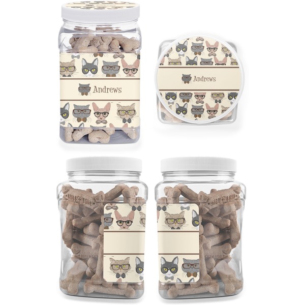 Hipster Cats Pet Treat Jar - Multiple Angles