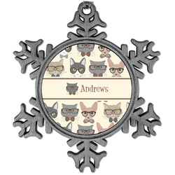 Hipster Cats Vintage Snowflake Ornament (Personalized)