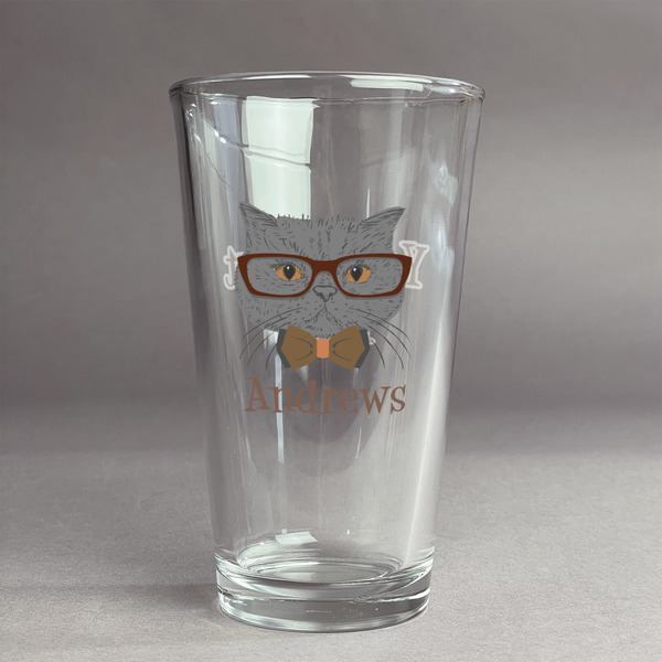 Custom Hipster Cats Pint Glass - Full Color Logo (Personalized)