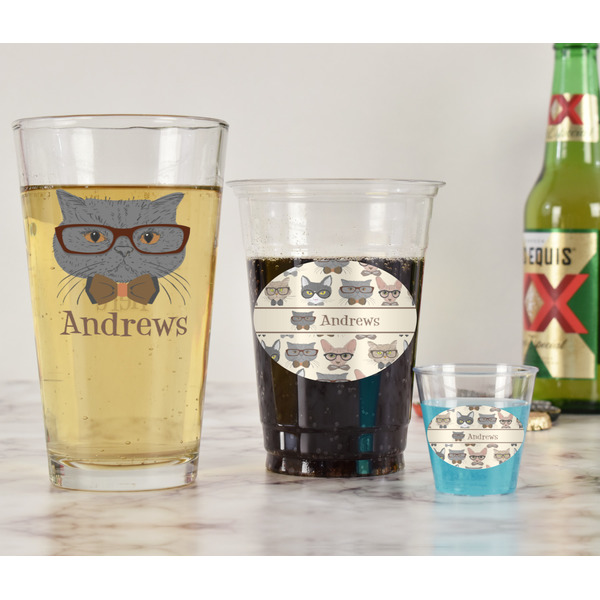 Hipster Cats Pint Glass - Two Content - In Context