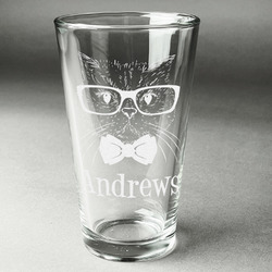 Hipster Cats Pint Glass - Engraved (Personalized)