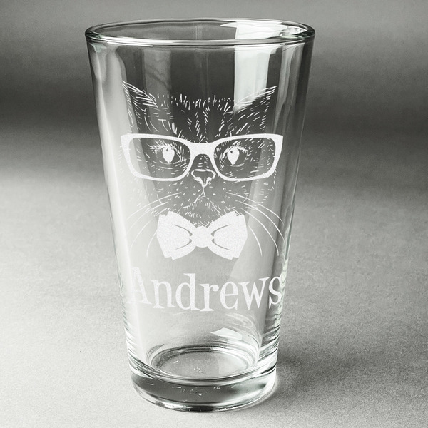 Custom Hipster Cats Pint Glass - Engraved (Personalized)