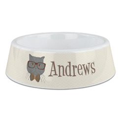 Hipster Cats Plastic Dog Bowl - Large (Personalized)