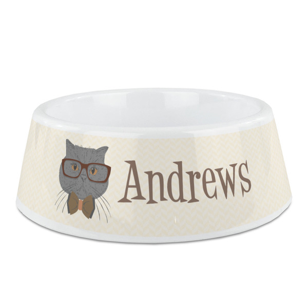 Custom Hipster Cats Plastic Dog Bowl - Medium (Personalized)