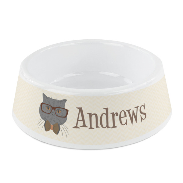Custom Hipster Cats Plastic Dog Bowl - Small (Personalized)