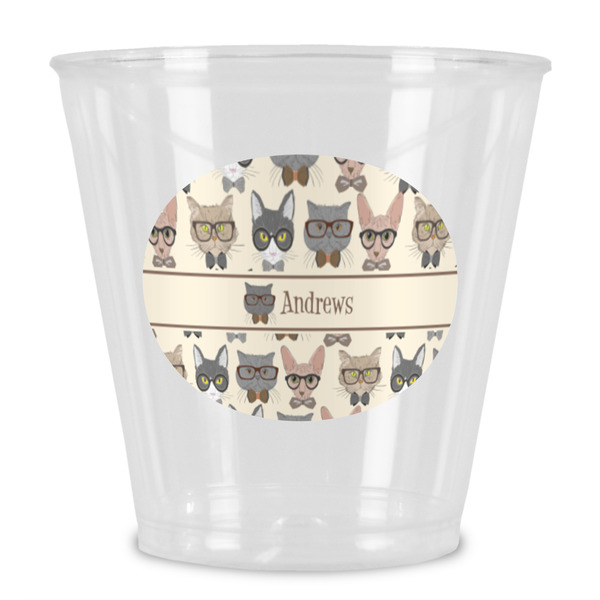 Custom Hipster Cats Plastic Shot Glass (Personalized)