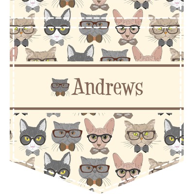 Custom Hipster Cats Iron On Faux Pocket (Personalized)