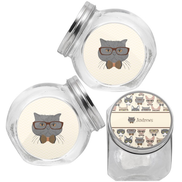 Hipster Cats Puppy Treat Jar - Top Left Right