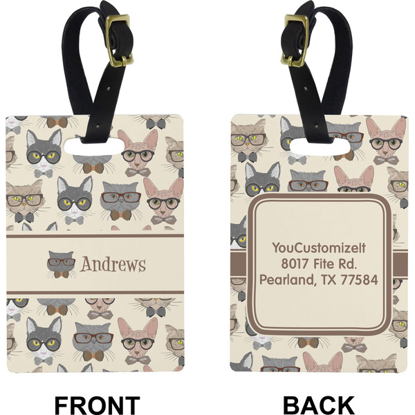 Hipster Cats Rectangle Luggage Tag (Front + Back)