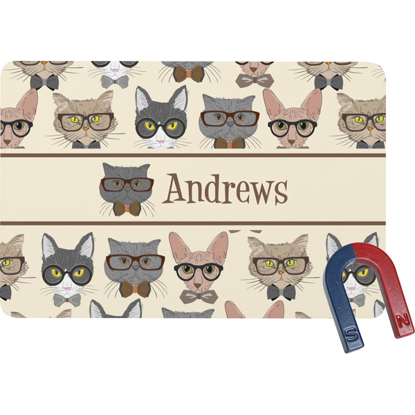 Custom Hipster Cats Rectangular Fridge Magnet (Personalized)