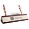 Hipster Cats Red Mahogany Nameplates with Business Card Holder - Angle