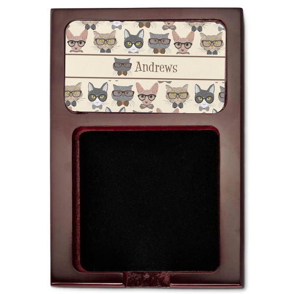 Hipster Cats Red Mahogany Sticky Note Holder - Flat