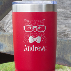 Hipster Cats 20 oz Stainless Steel Tumbler - Red - Single Sided (Personalized)