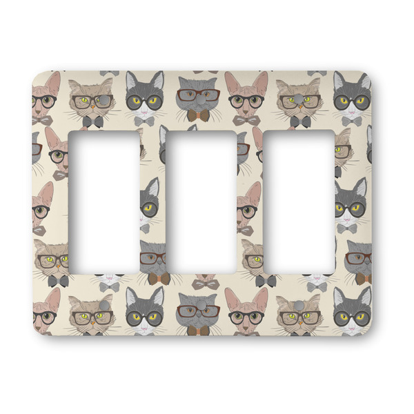 Custom Hipster Cats Rocker Style Light Switch Cover - Three Switch