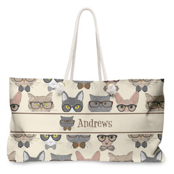 Hipster Cats Large Tote Bag with Rope Handles (Personalized)