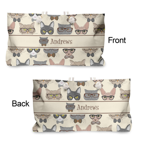 Hipster Cats Large Rope Tote - From & Back View