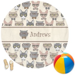 Hipster Cats Round Beach Towel (Personalized)