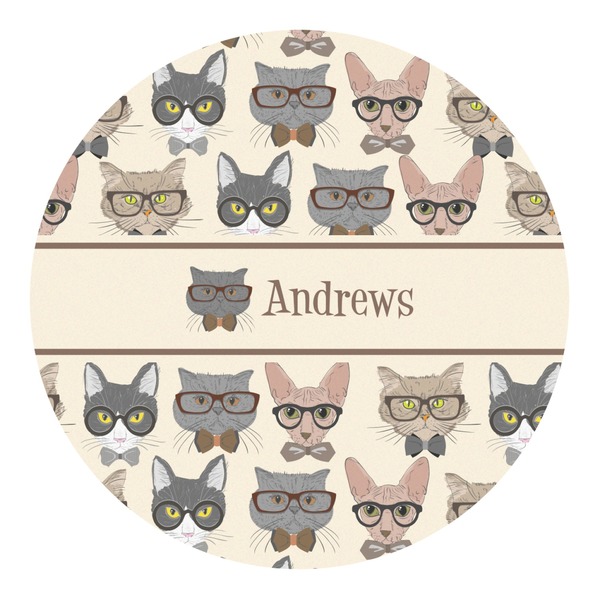 Custom Hipster Cats Round Decal - Large (Personalized)