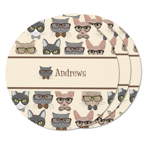 Hipster Cats Round Fridge Magnet - THREE