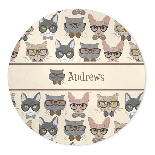 Custom Hipster Cats 5' Round Indoor Area Rug (Personalized)