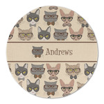 Hipster Cats Round Linen Placemat (Personalized)